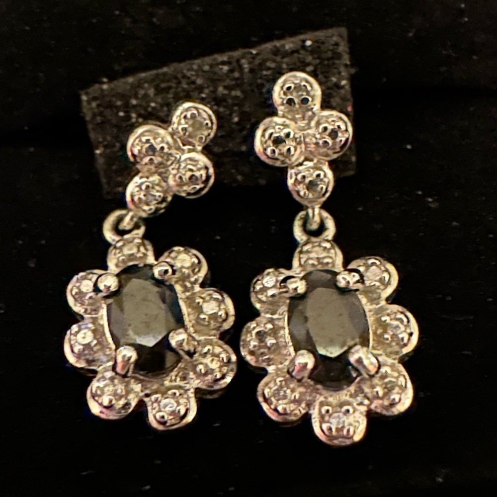 Silver and black earrings